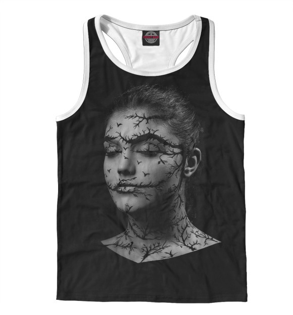 Мужская майка-борцовка с изображением Мыслитель цвета Белый