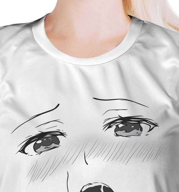 Женская футболка с изображением Ahegao цвета Белый