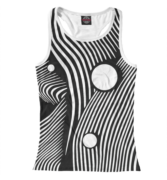 Женская майка-борцовка с изображением Geometry pattern (ч/б) цвета Белый