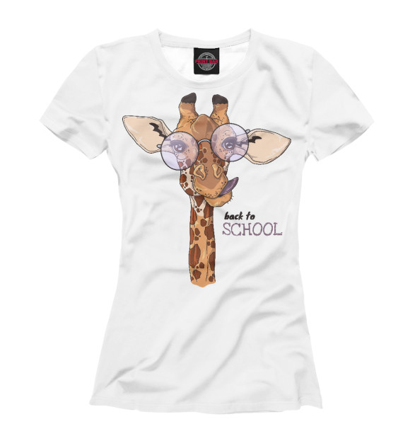 Женская футболка с изображением Жираф в очках цвета Белый
