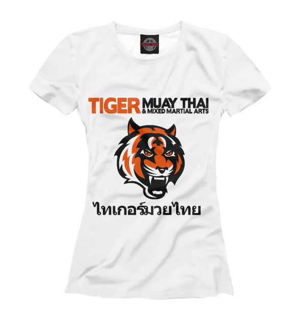 Женская футболка с изображением Tiger muay thai цвета Белый