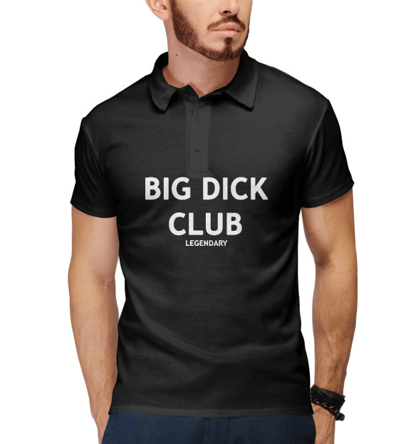 Мужское поло с изображением BIG DICK CLUB LEGENDARY цвета Белый