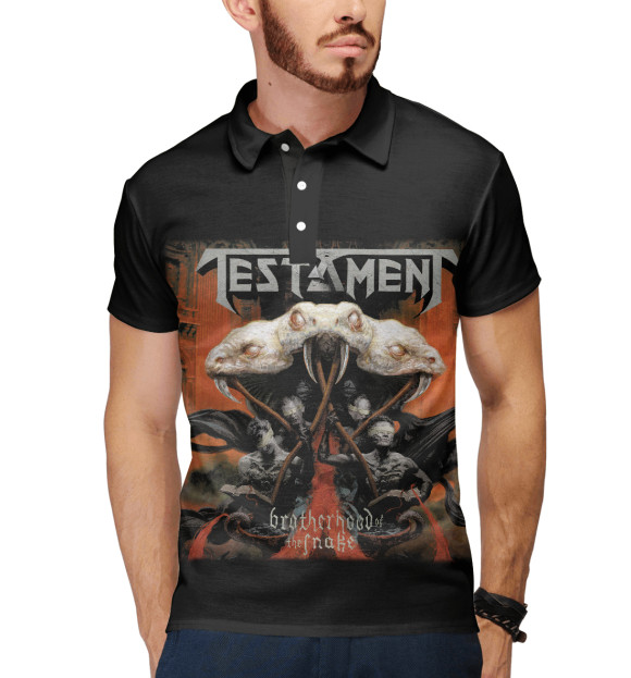 Мужское поло с изображением Testament цвета Белый