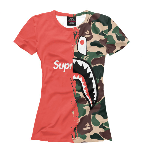 Футболка для девочек с изображением BAPE цвета Белый