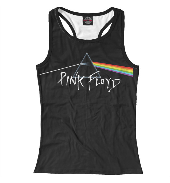Женская майка-борцовка с изображением Pink Floyd: Пинк Флойд лого и радуга цвета Белый