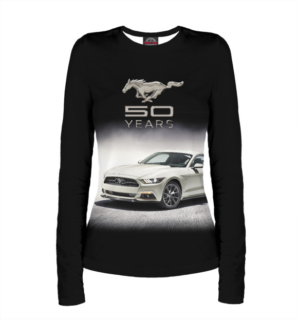 Женский лонгслив с изображением Mustang 50 years цвета Белый