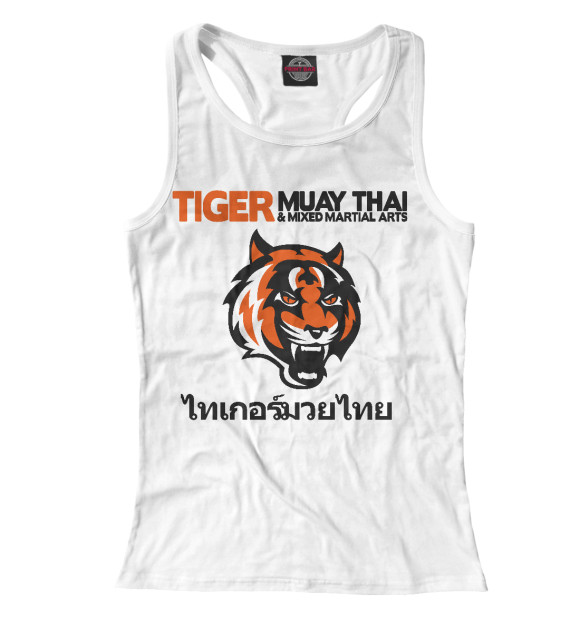 Женская майка-борцовка с изображением Tiger muay thai цвета Белый