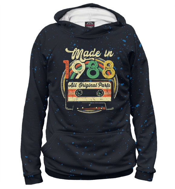 Мужское худи с изображением Made In 1988 Birthday цвета Белый