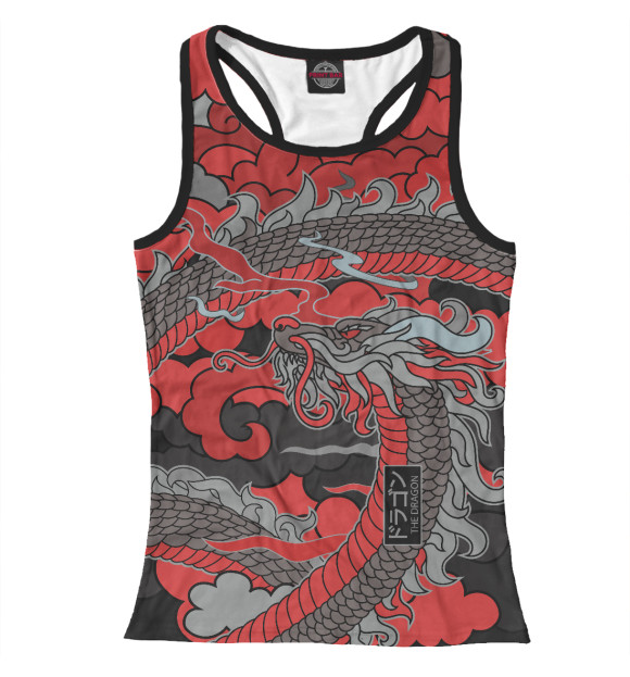 Женская майка-борцовка с изображением Дракон (светлая) цвета Белый