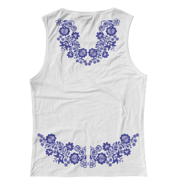 Майка для девочки с изображением Синий славянский узор цвета Белый