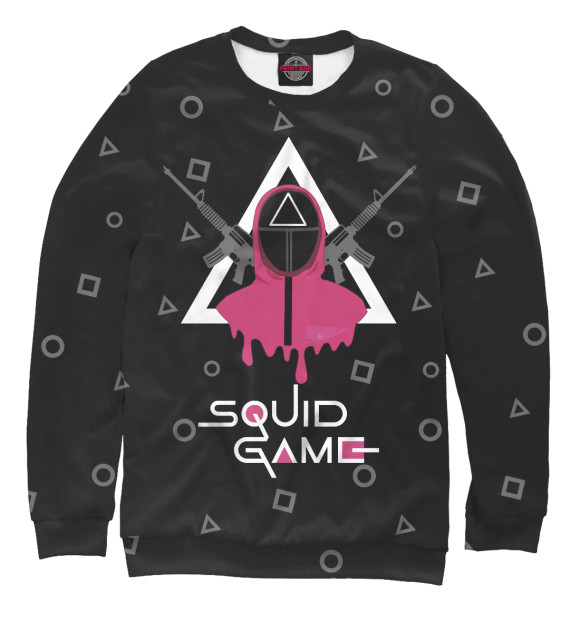 Свитшот для мальчиков с изображением Squid game: guard with M-16 цвета Белый