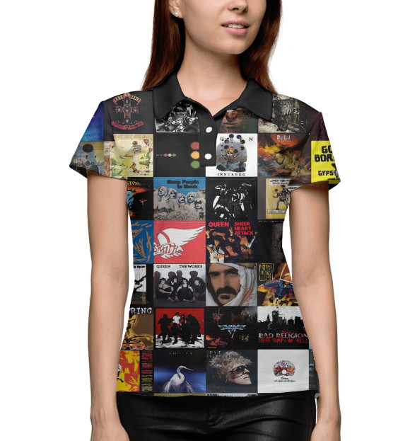 Женское поло с изображением РОК Music цвета Белый