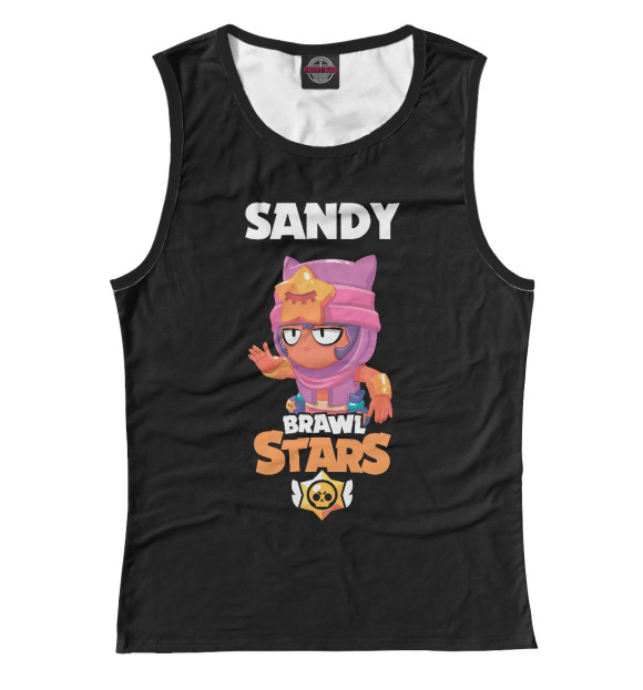 Майка для девочки с изображением Brawl Stars SANDY цвета Белый