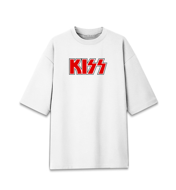 Мужская футболка оверсайз с изображением KISS цвета Белый