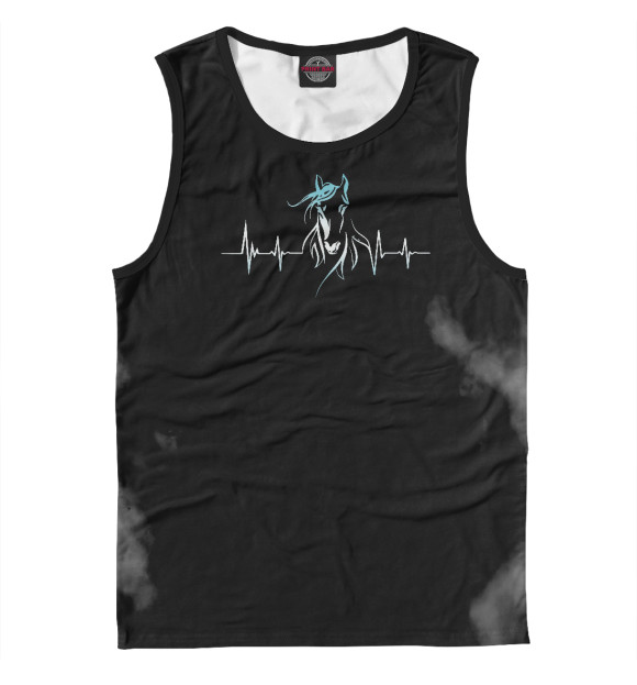 Майка для мальчика с притом Horse Heartbeat цвета Белый Майка для мальчика с изображением Horse Heartbeat цвета Белый