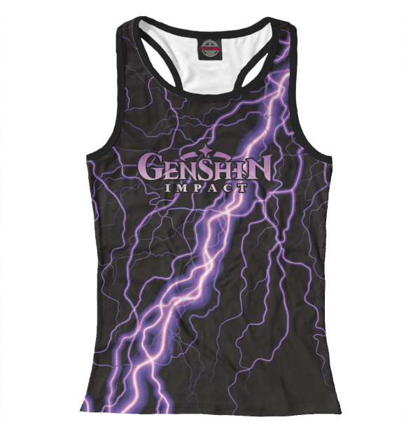 Женская майка-борцовка с изображением Genshin Impact молния неон цвета Белый