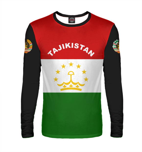Мужской лонгслив с изображением Tajikistan цвета Белый