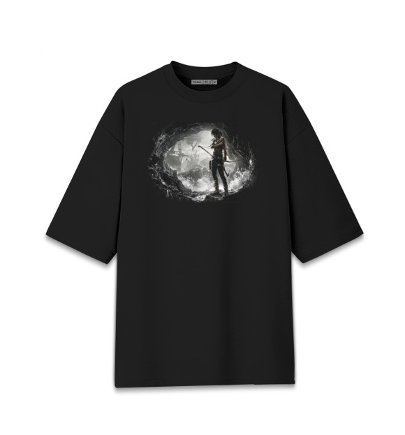 Мужская футболка оверсайз с притом Лариска Крофт цвета Черный Мужская футболка оверсайз с изображением Лариска Крофт цвета Черный