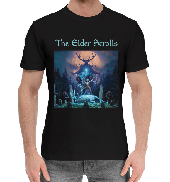 Мужская хлопковая футболка с изображением The elder scrolls цвета Черный