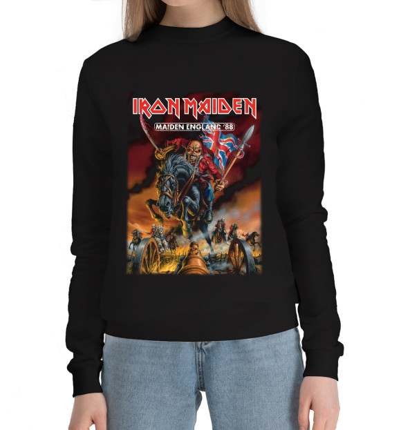 Женский хлопковый свитшот с изображением Ironmaiden цвета Черный