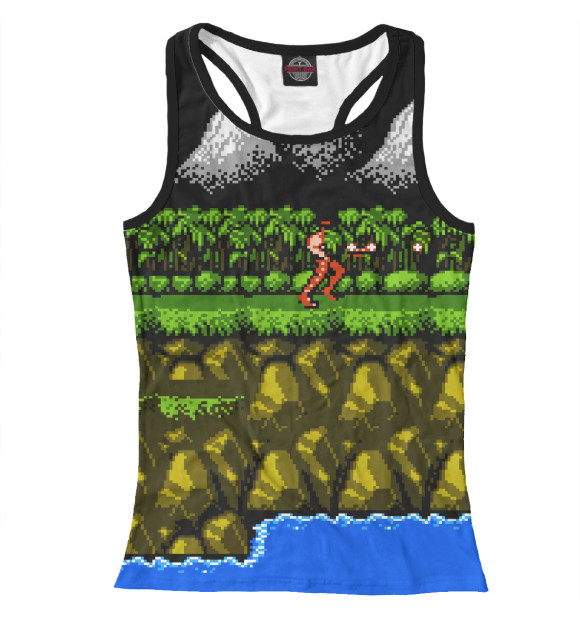 Женская майка-борцовка с изображением Contra 8 bit цвета Белый