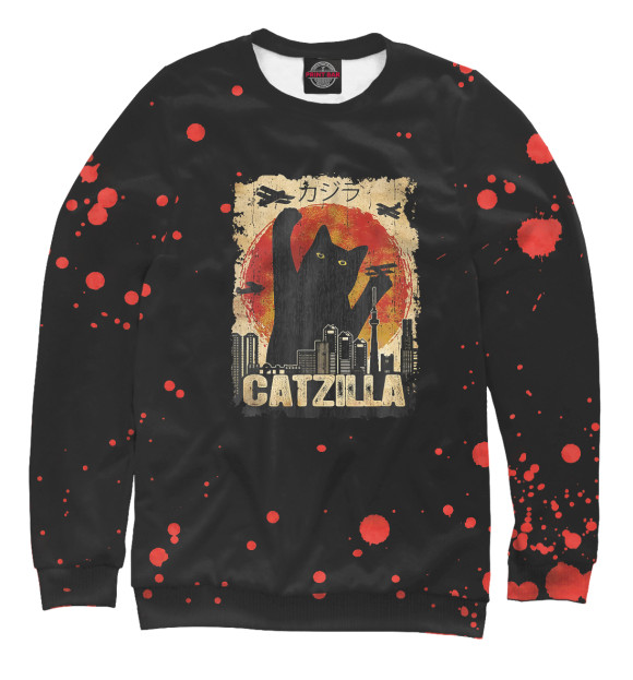 Женский свитшот с изображением Catzilla цвета Белый