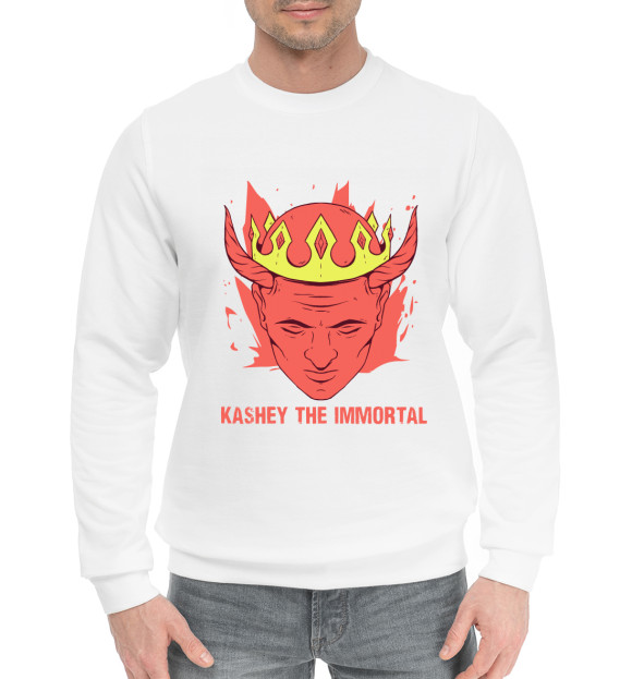 Мужской хлопковый свитшот с изображением Кащей Бессмертный цвета Белый