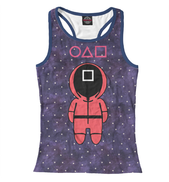 Женская майка-борцовка с изображением Игра в кальмара цвета Белый