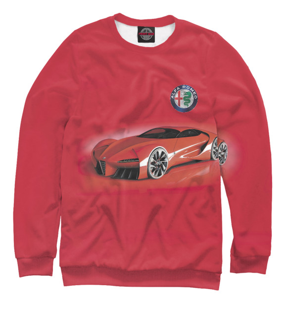 Мужской свитшот с изображением Alfa Romeo цвета Белый