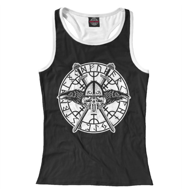 Женская майка-борцовка с изображением Воин Одина цвета Белый