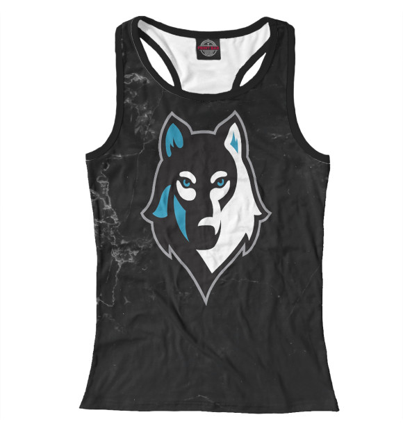Женская майка-борцовка с изображением Husky dog цвета Белый