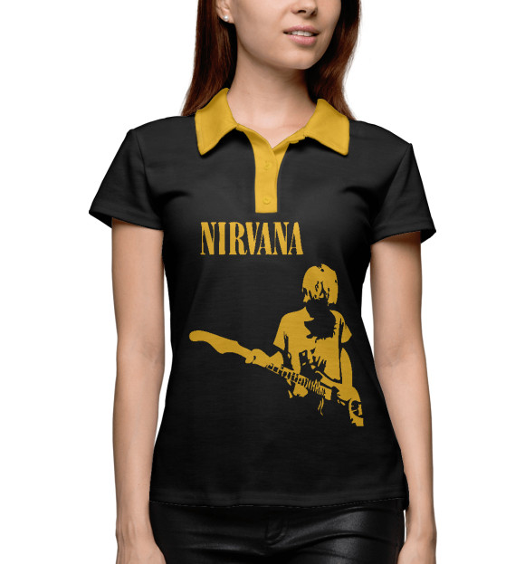 Женское поло с изображением Nirvana цвета Белый