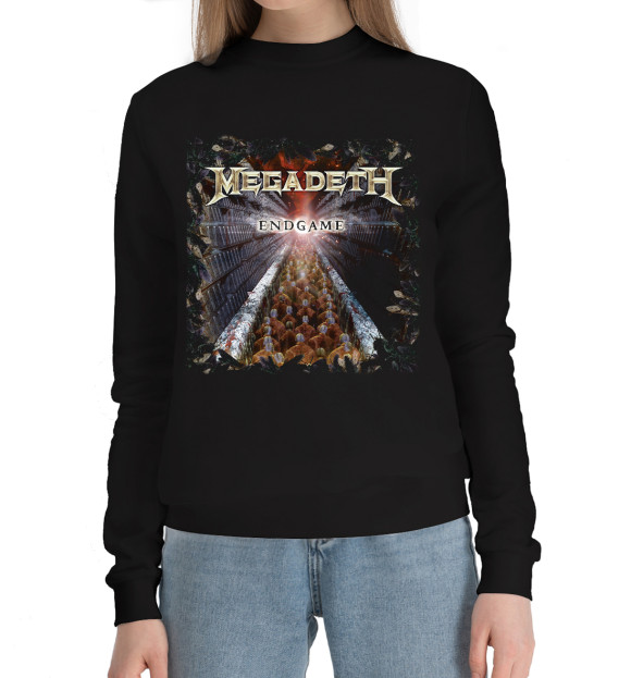 Женский хлопковый свитшот с изображением Megadeth цвета Черный