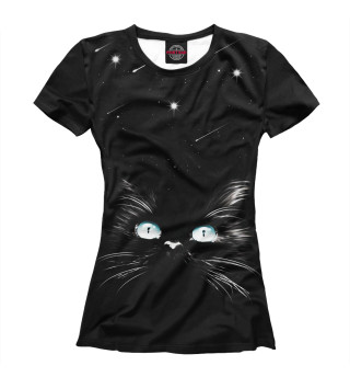 Женская футболка Кот и звезды