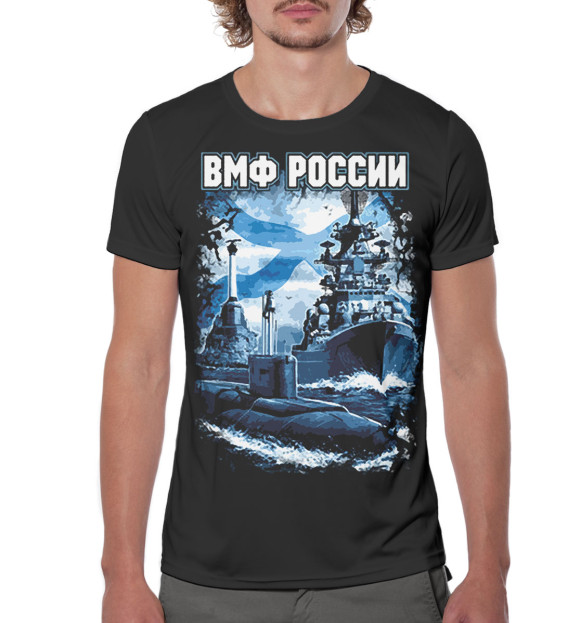 Мужская футболка с изображением ВМФ России цвета Белый