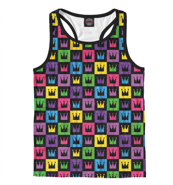 Мужская майка-борцовка с изображением Шахматный Король цвета Белый