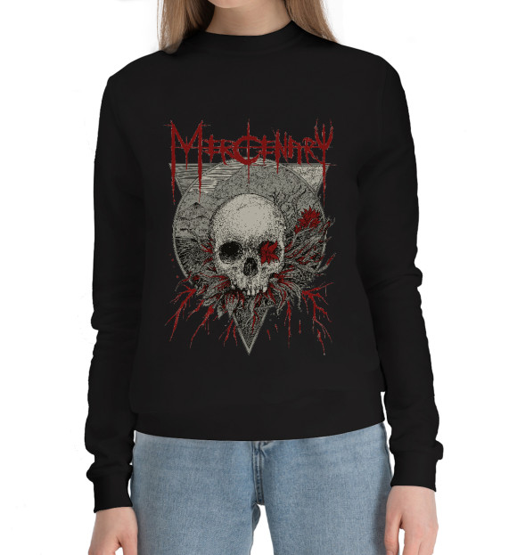 Женский хлопковый свитшот с изображением Mercenary цвета Черный