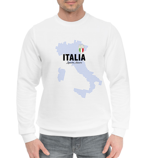 Мужской хлопковый свитшот с изображением Италия цвета Белый
