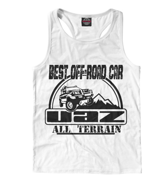 Мужская майка-борцовка с изображением УАЗ цвета Белый