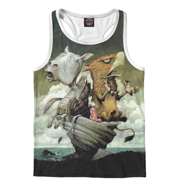 Мужская майка-борцовка с изображением Животный психоз цвета Белый