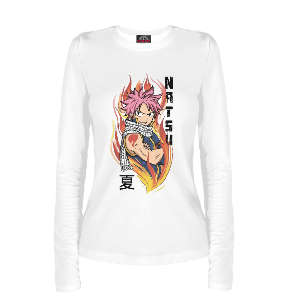 Женский лонгслив с изображением Natsu цвета Белый