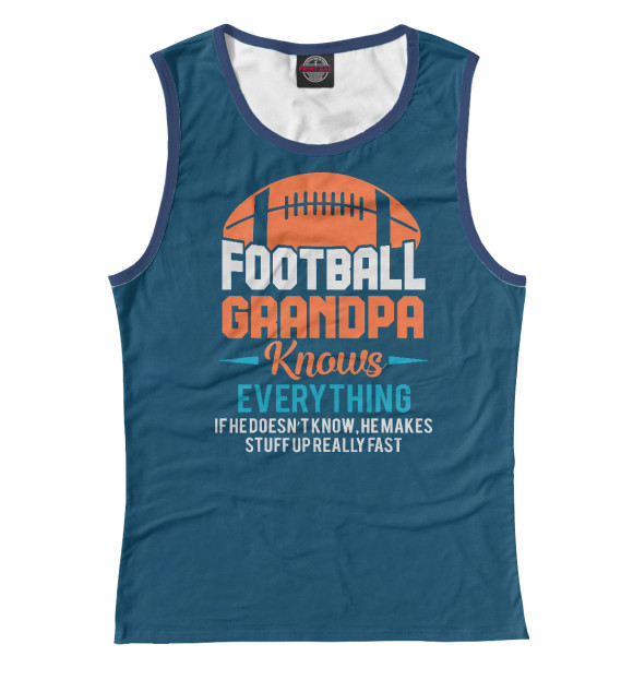 Женская майка с изображением American Football Grandpa цвета Белый