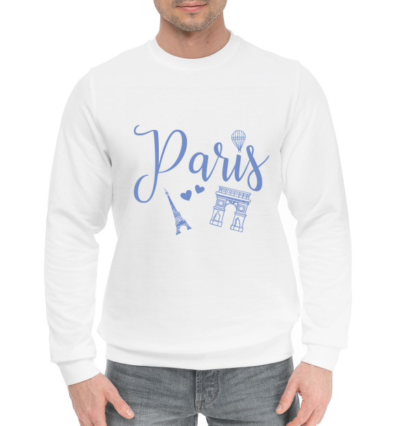 Мужской хлопковый свитшот с изображением Love Paris цвета Белый