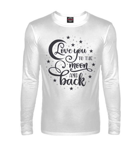 Мужской лонгслив с изображением Love you to the moon цвета Белый