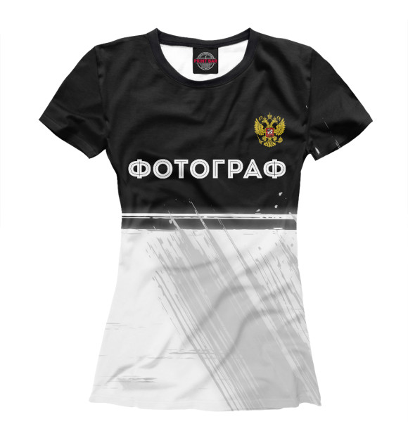 Женская футболка с изображением Фотограф из России (ч/б) цвета Белый