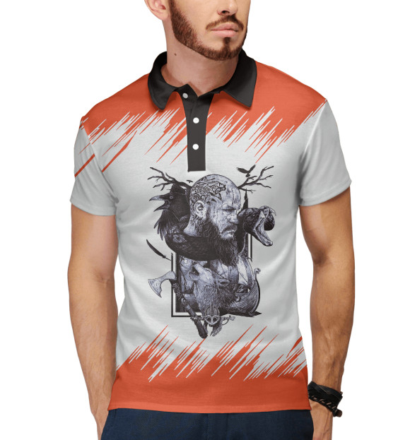 Мужское поло с изображением Викингки цвета Белый