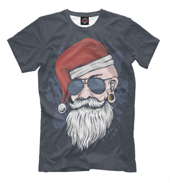 Мужская футболка с изображением Хипстер Дед Мороз цвета Белый