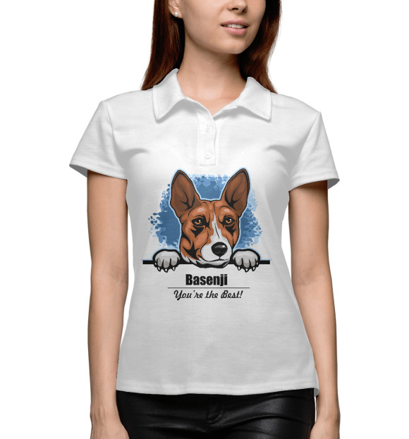 Женское поло с притом Басенджи (Basenji) цвета Белый Женское поло с изображением Басенджи (Basenji) цвета Белый
