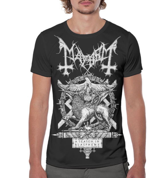 Мужская футболка с изображением Mayhem цвета Белый