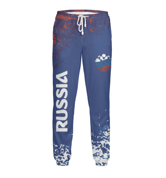 Мужские спортивные штаны с изображением RUSSIA цвета Белый